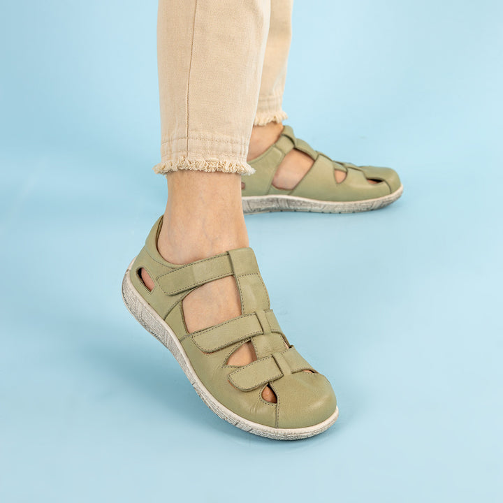 Lances Kadın Hakiki Deri Yeşil Sandalet