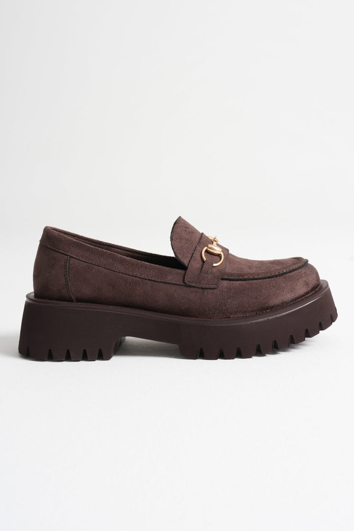 Lara Toka Detaylı Acı Kahve Süet Loafer Ayakkabı