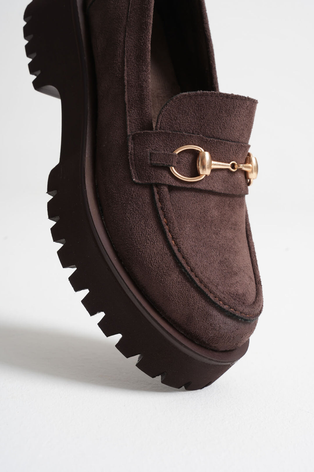 Lara Toka Detaylı Acı Kahve Süet Loafer Ayakkabı