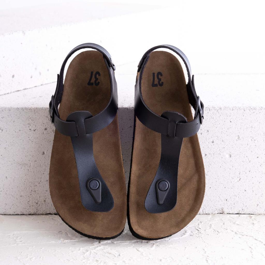 Larindo Kadın Siyah Deri Sandalet