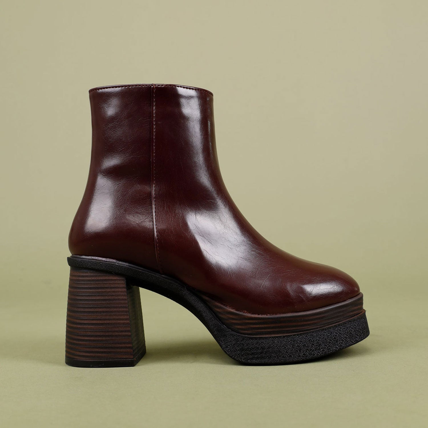 Lavzer Kadın Kalın Topuklu Bordo Bot