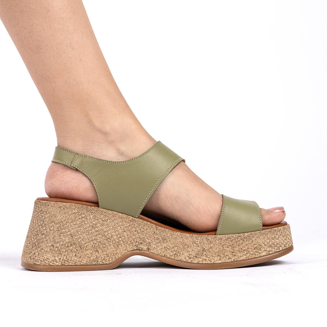 Lena Kadın Hakiki Deri Yeşil Sandalet