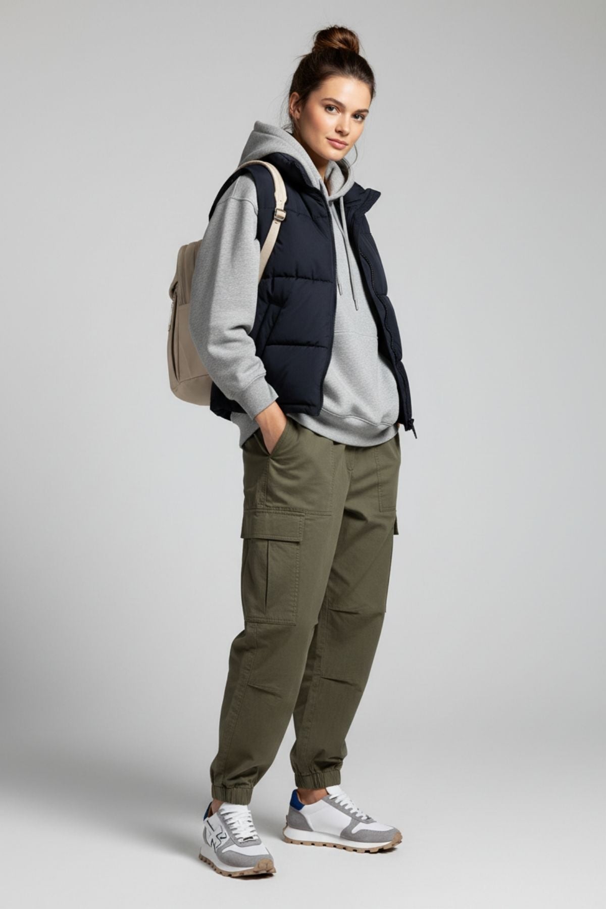 Button Kadın Saten Ayarlanbilir Askılı Sırt Çantası