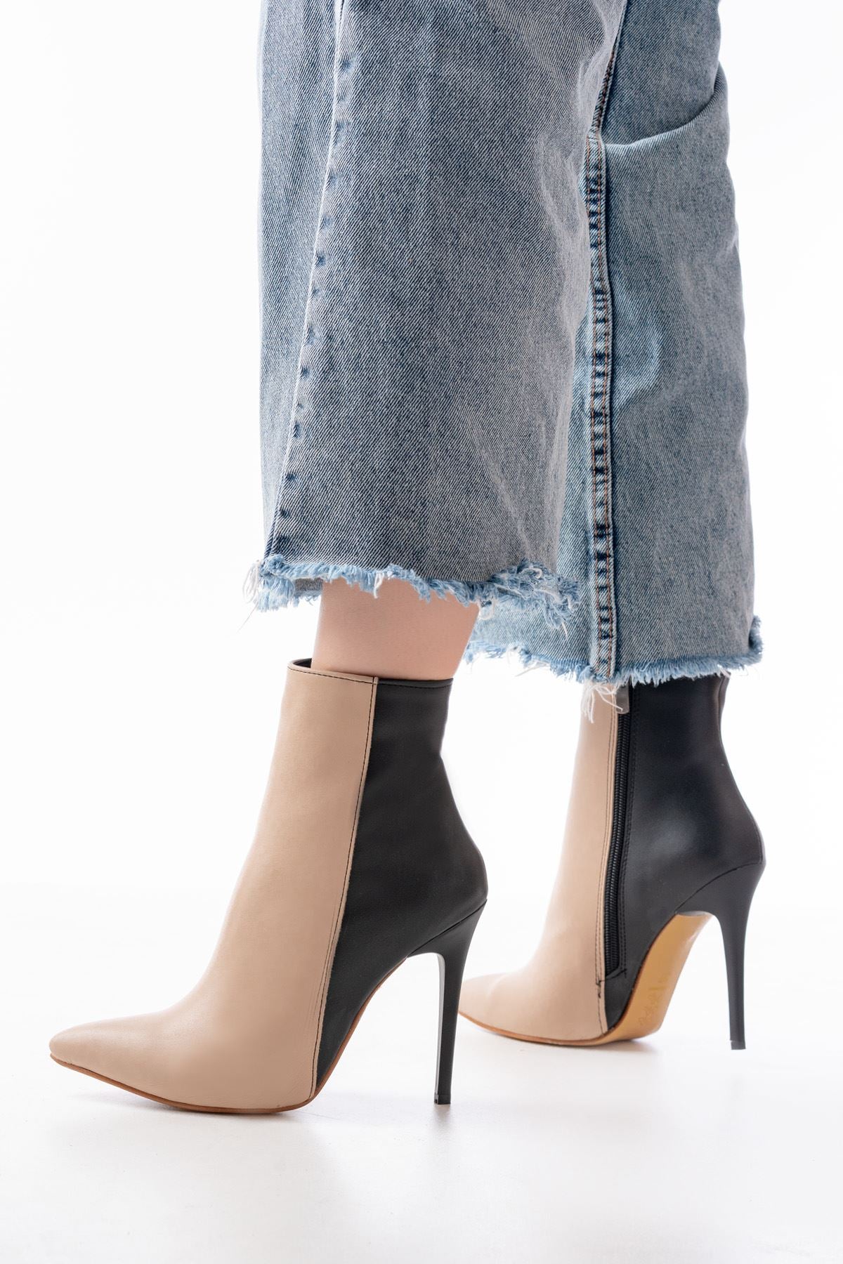 Serfin Nut Yüksek İnce Topuklu Fermuarlı Kadın Bot