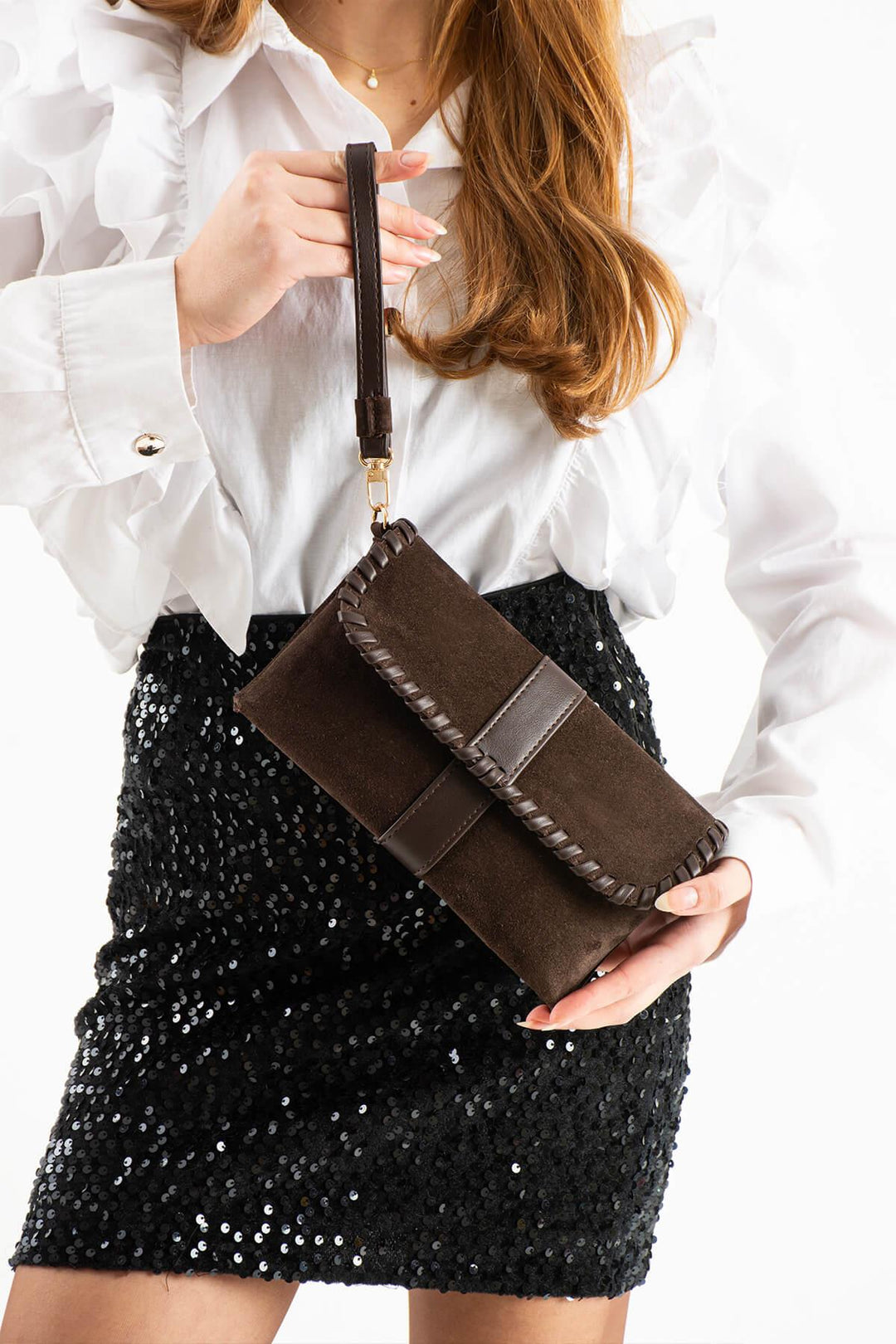 LUNARA Kadın Hakiki Süet Deri Portföy Çantası