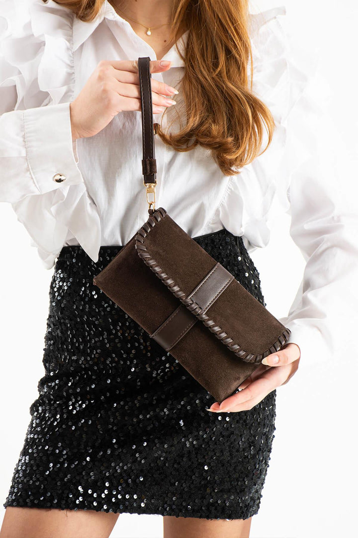 LUNARA Kadın Hakiki Süet Deri Portföy Çantası