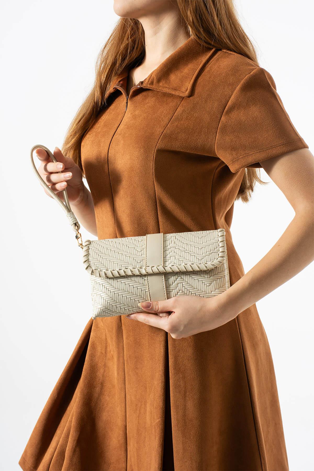 LUNARA-N Hakiki Süet Deri Kadın Portföy & Clutch Çanta