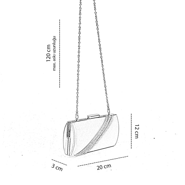 Lupita Kadın Çapraz Taş İşlemeli Zincir Askılı Abiye Çanta
