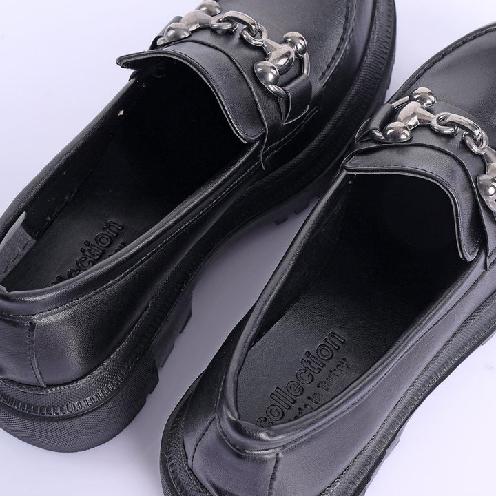 Lyova Tokalı Siyah Kadın Loafer Ayakkabı