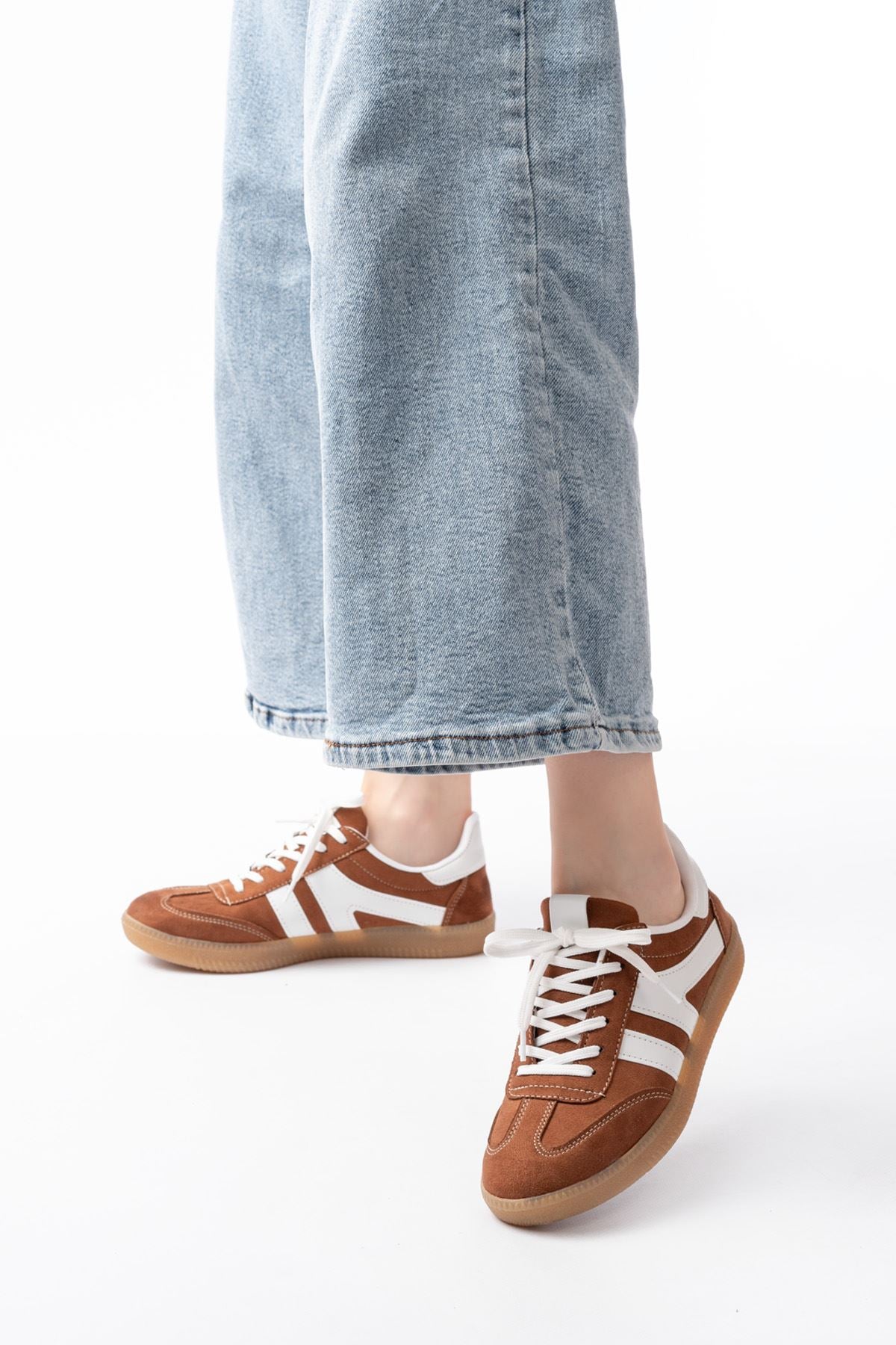 Pangma Kadın Taba Süet Bağcıklı Spor Ayakkabı