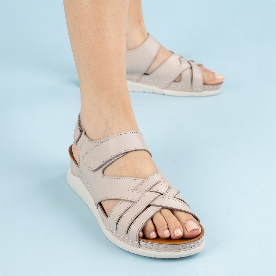 Maritz Kadın Hakiki Deri Cırt Cırtlı Silver Sandalet