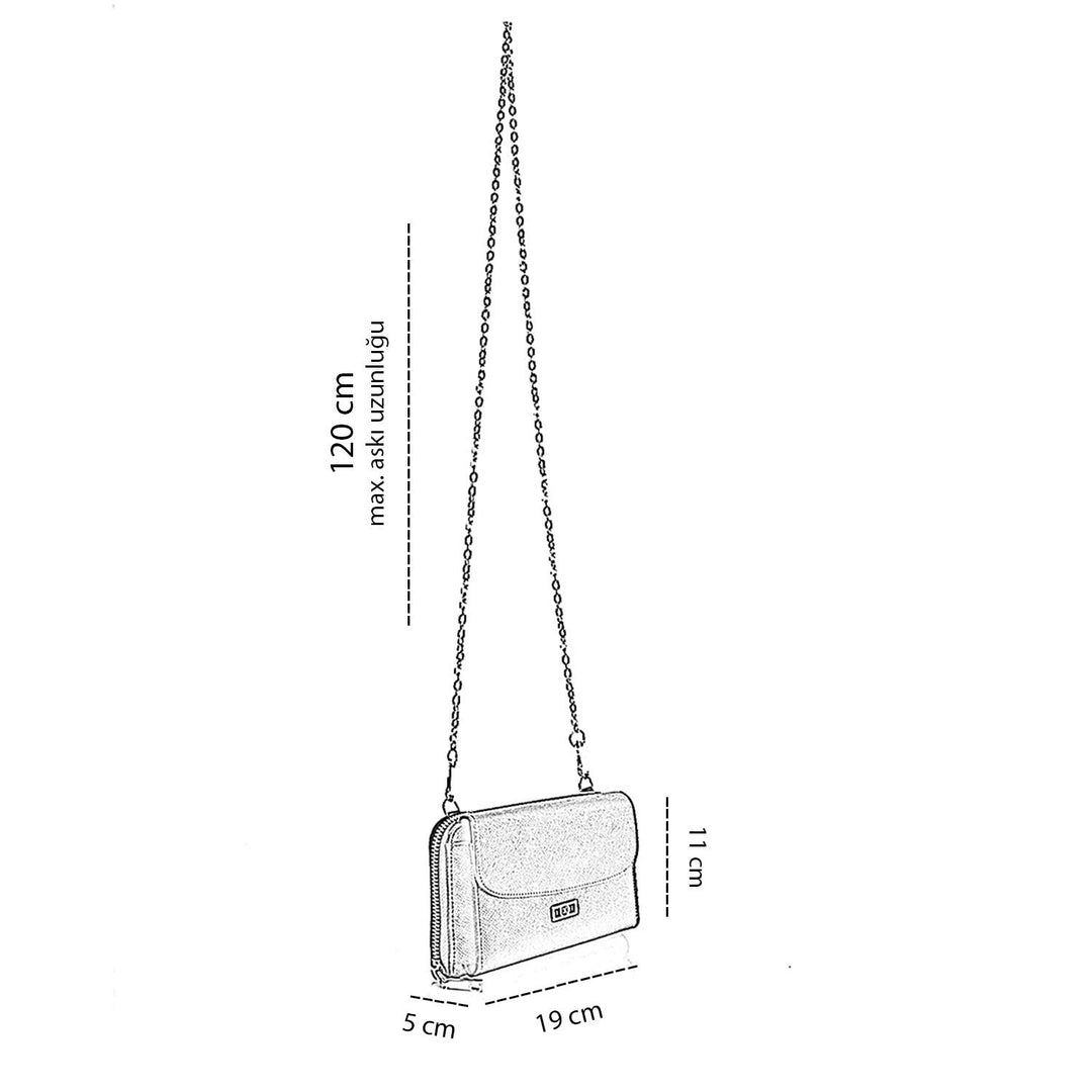 Masri Kadın Mini Zincir Askılı Çanta ve Fermuarlı Çıtçıtlı Cüzdan