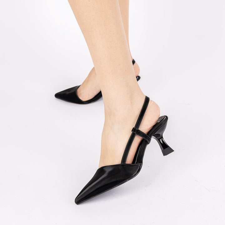 Mays Kadın Stiletto Siyah Makara Topuklu Ayakkabı