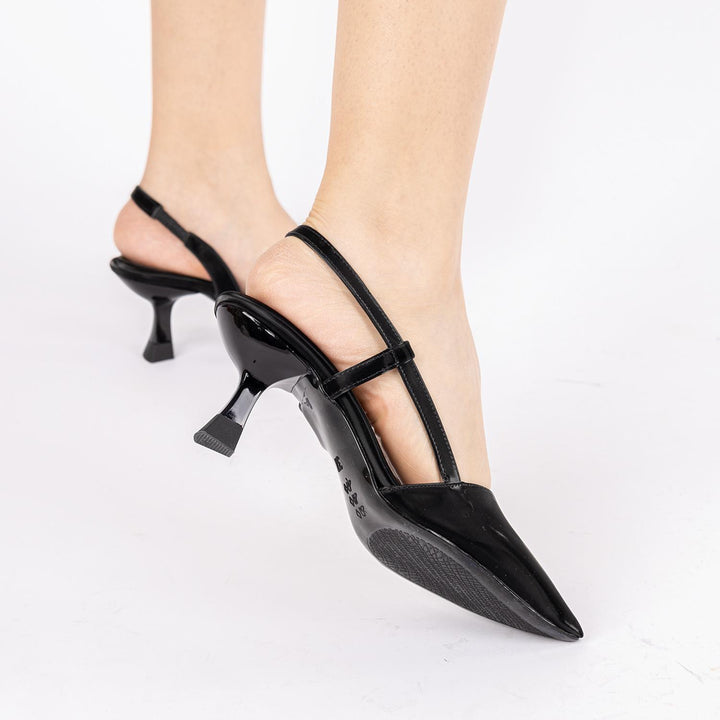 Mays Kadın Stiletto Siyah Makara Topuklu Ayakkabı