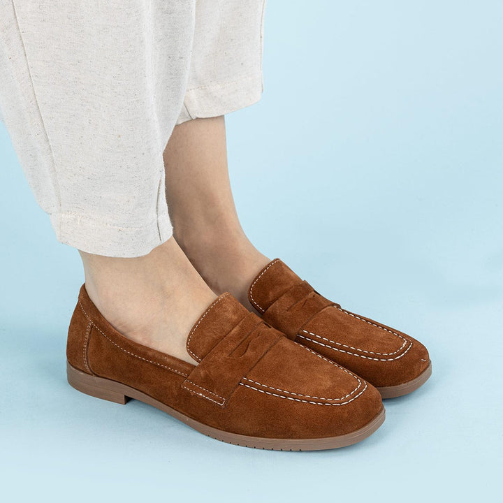 Monk Kadın Süet Taba Loafer Ayakkabı
