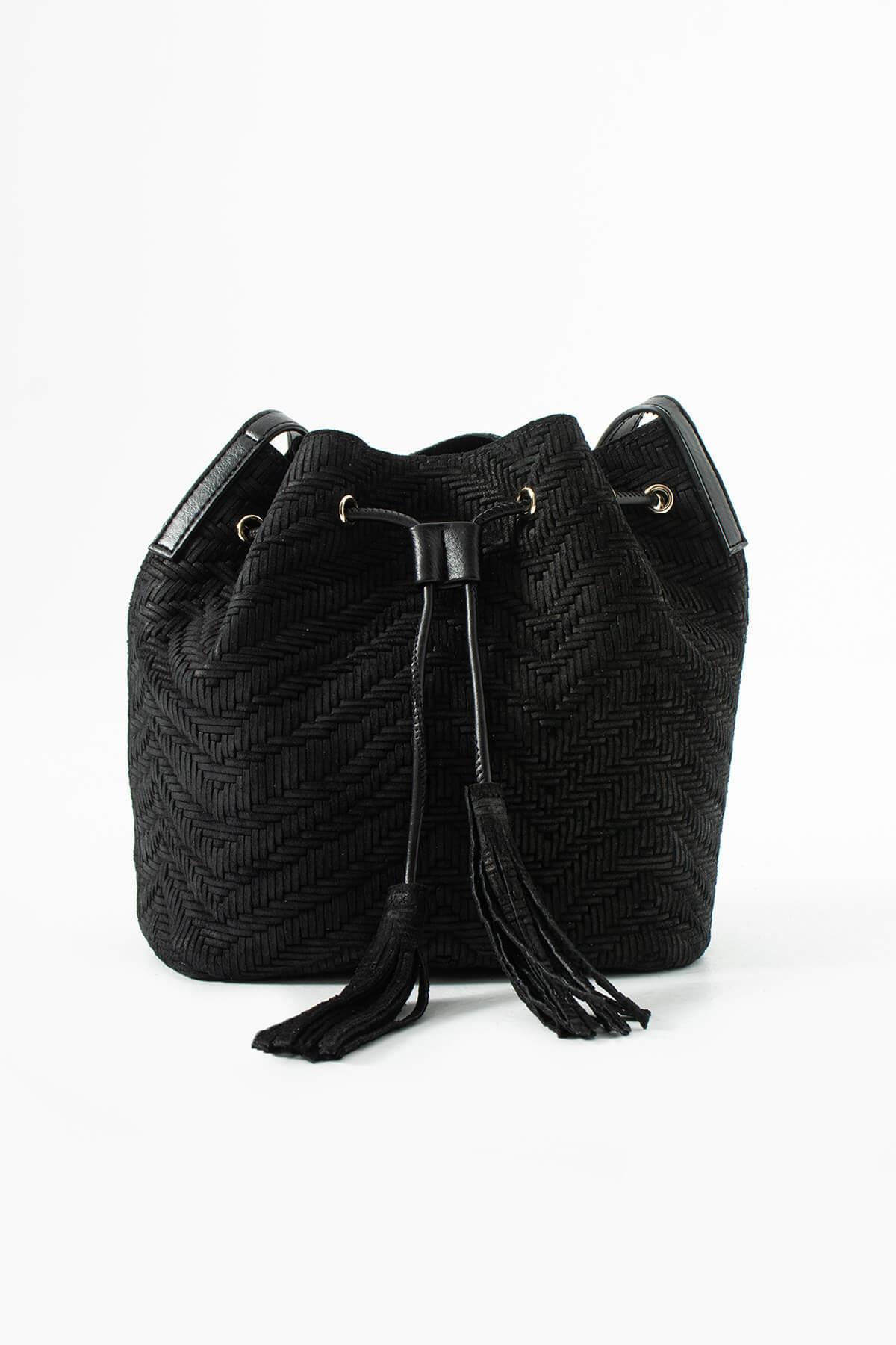 MYRAE Kadın Hakiki Deri Büzgülü Çapraz Çanta