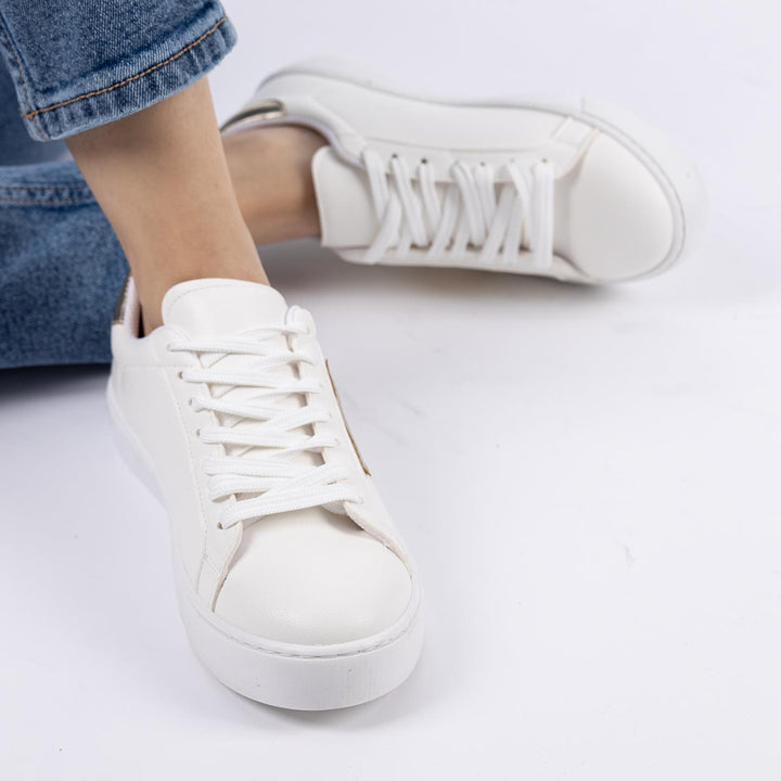 Nebo Kadın Terletmeyen Beyaz-Altın Spor Ayakkabı