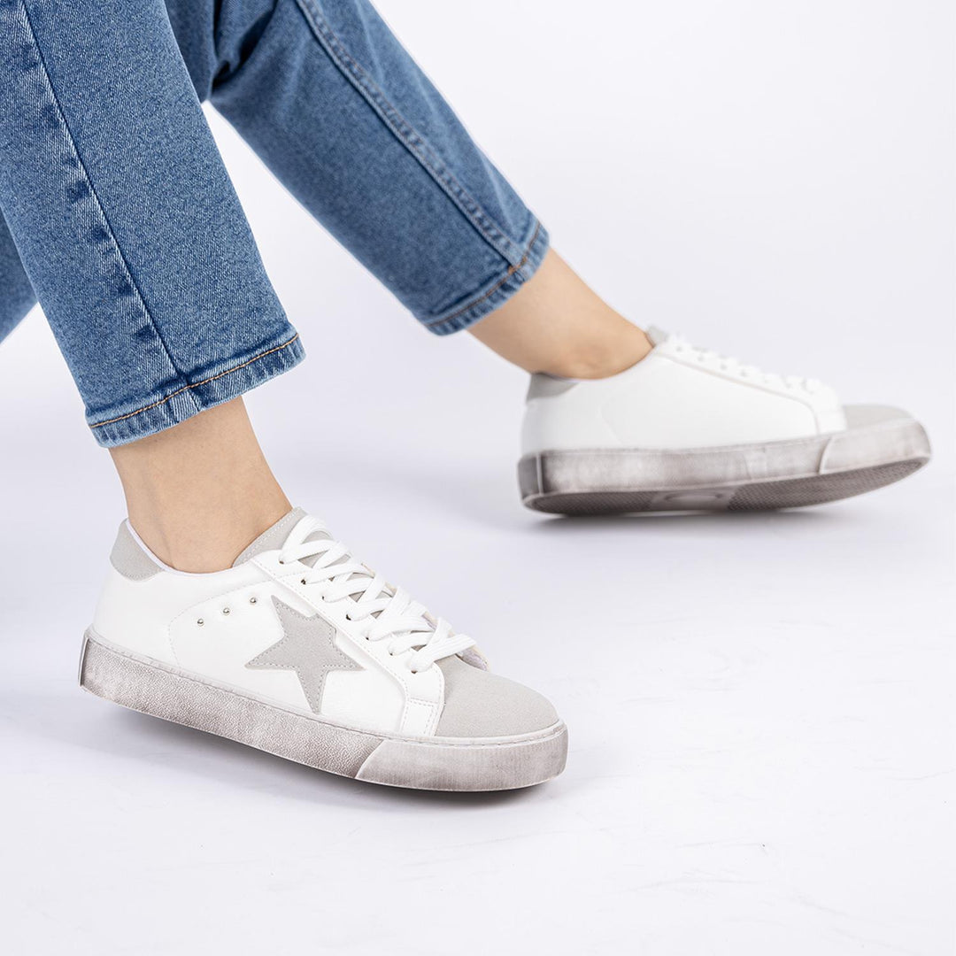Nebo Kadın Terletmeyen Beyaz-Süet Taş Spor Ayakkabı