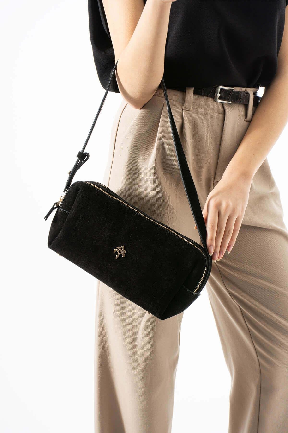 NIREYA Hakiki Süet Deri Kadın Omuz Çantası