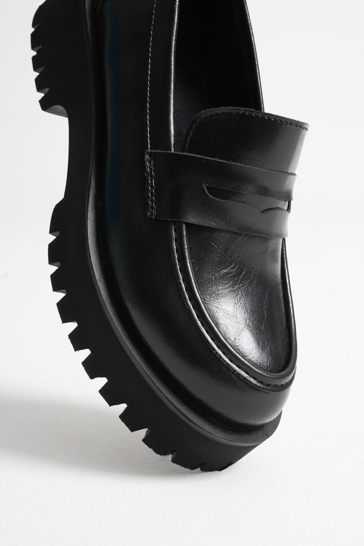 Noir Kadın Siyah Kalın Taban Loafer Ayakkabı