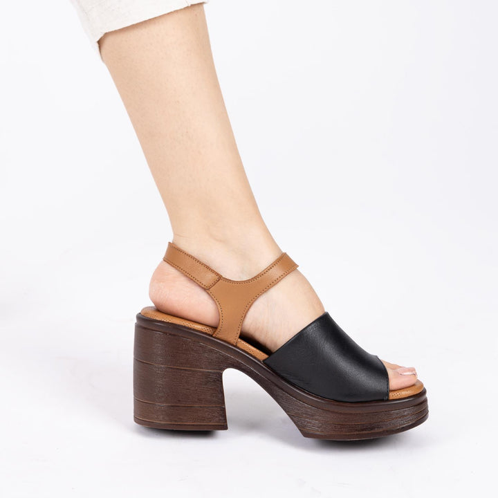 Norton Kadın Hakiki Deri Kalın Topuk Siyah Ayakkabı