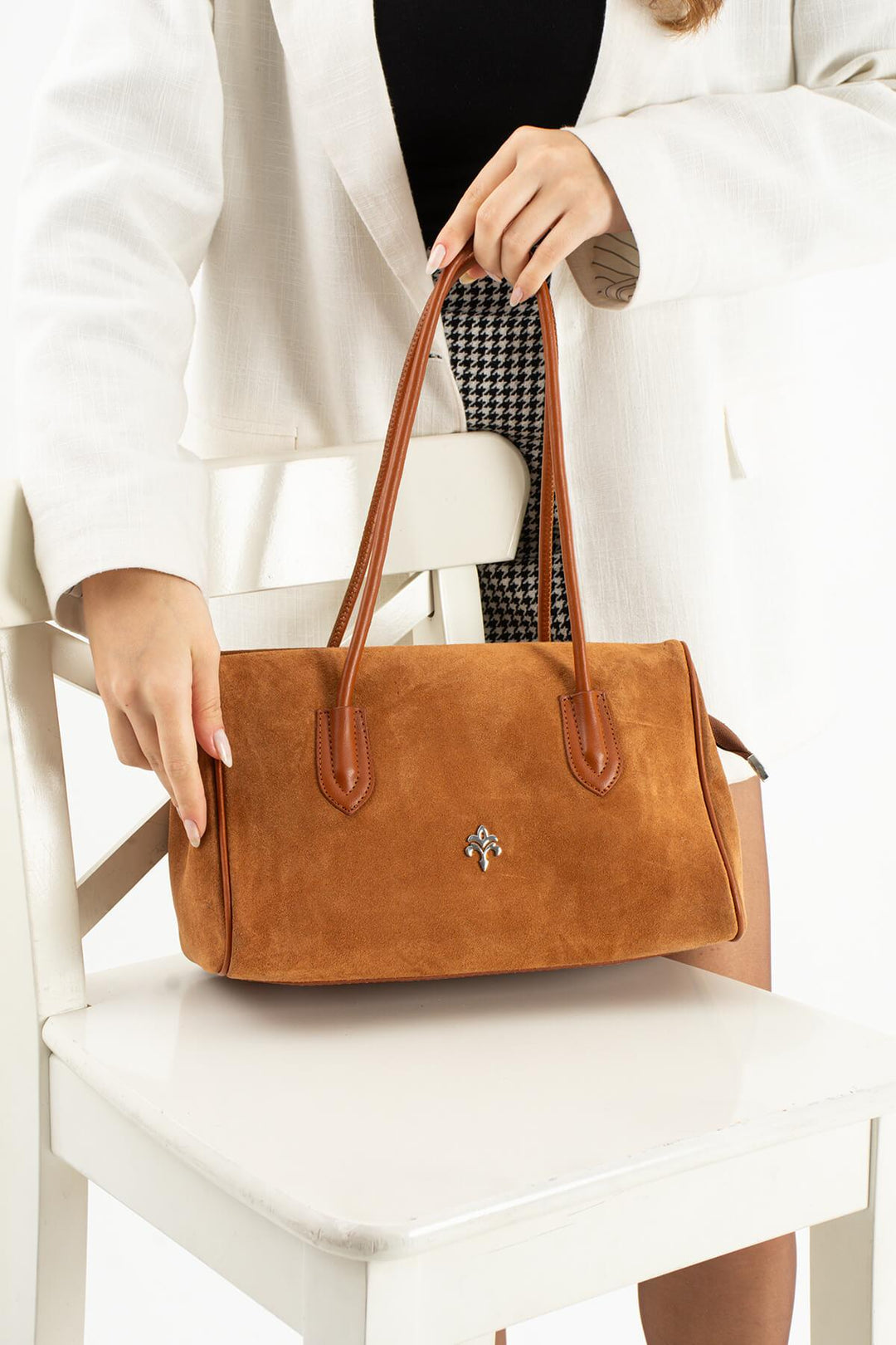 NYSARA Kadın Hakiki Süet Deri Omuz Çantası