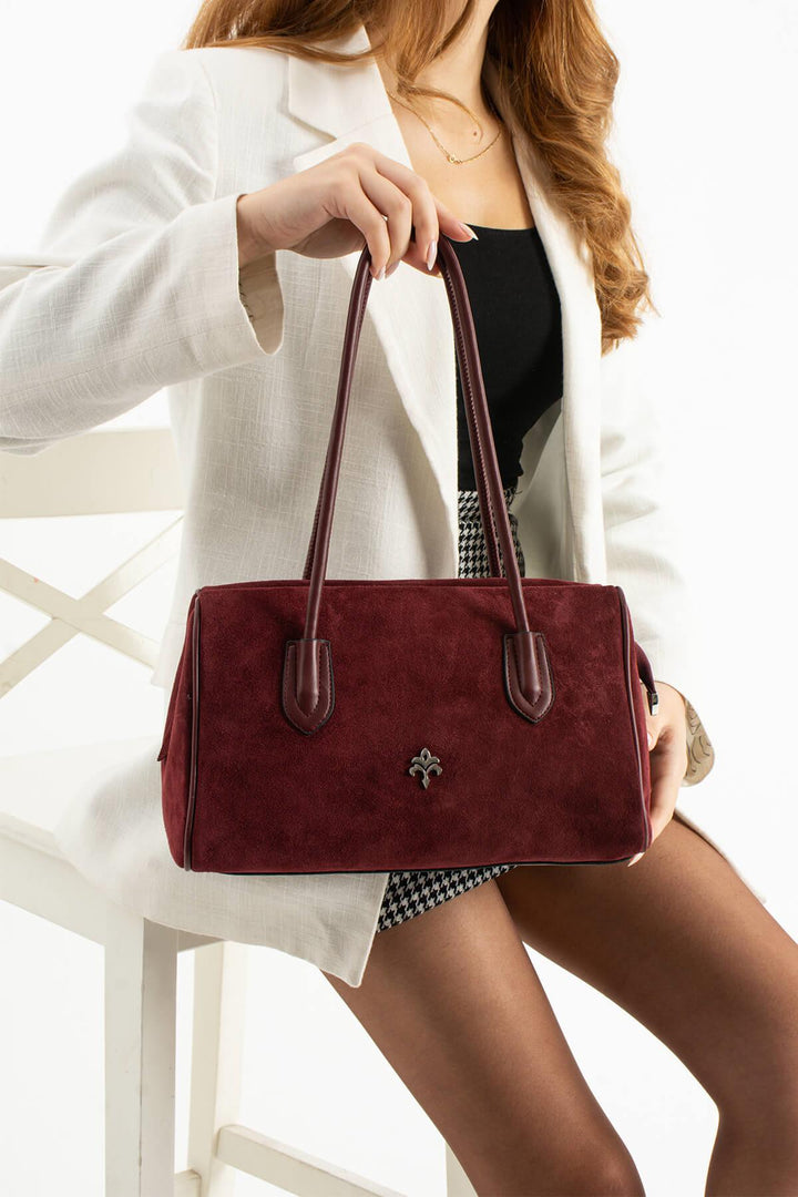 NYSARA Kadın Hakiki Süet Deri Omuz Çantası