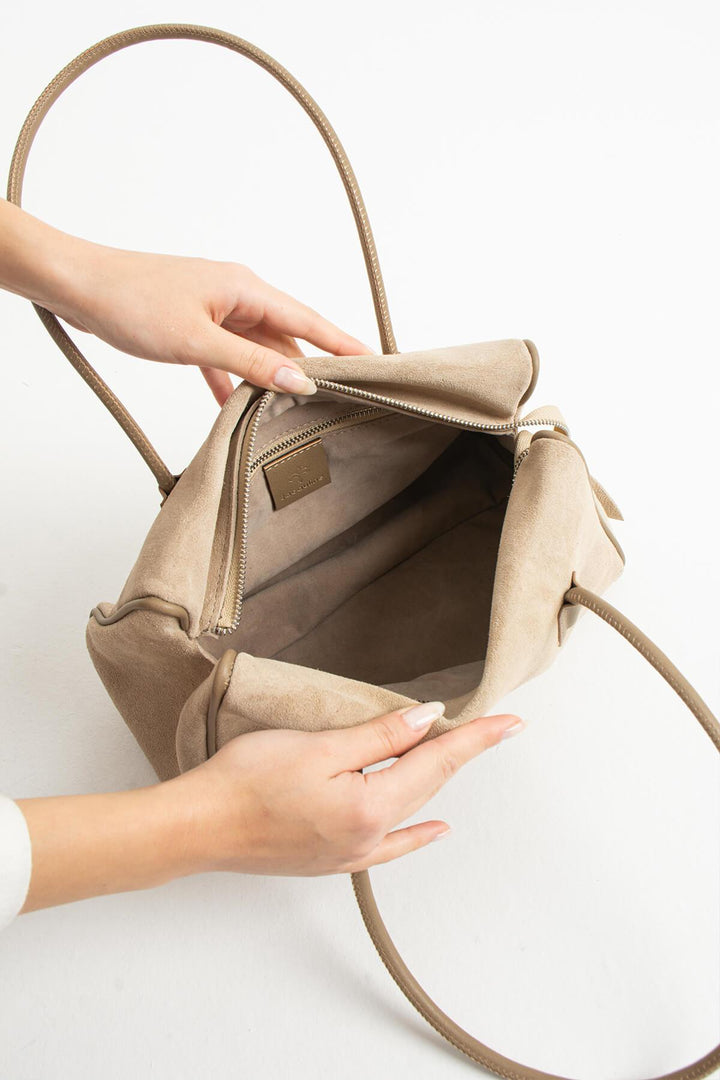 NYSARA Kadın Hakiki Süet Deri Omuz Çantası