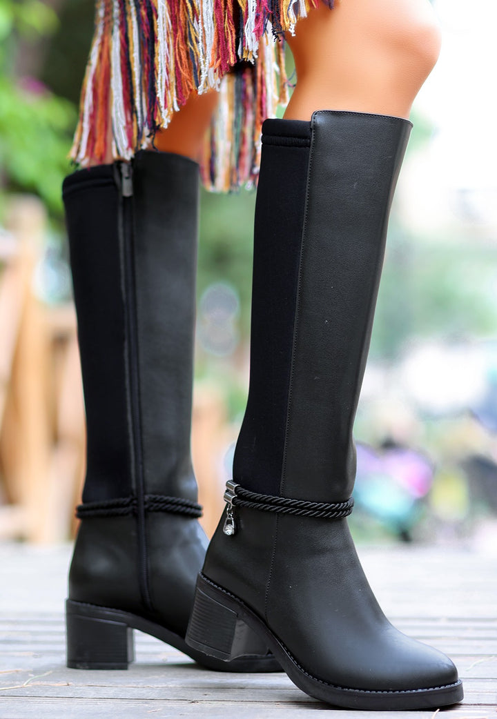 Olha Kadın Siyah Topuklu Streç Çizme