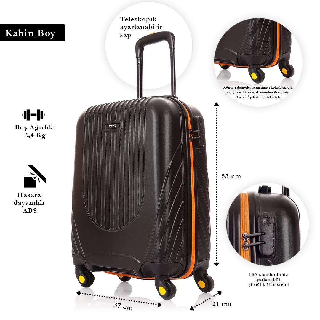 ÇÇS 5197 Siyah Abs Kabin Boy Valiz -OREGO