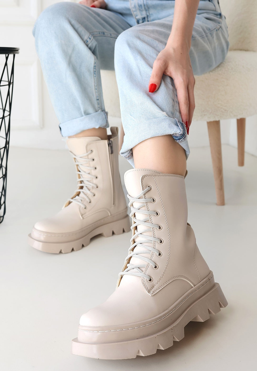 Orge Kadın Bej Bağcıklı Bot