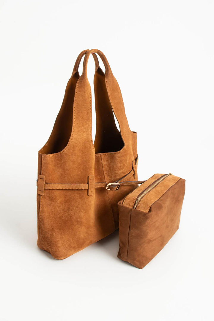 ORPHIA Kadın Hakiki Süet Deri Omuz Çantası