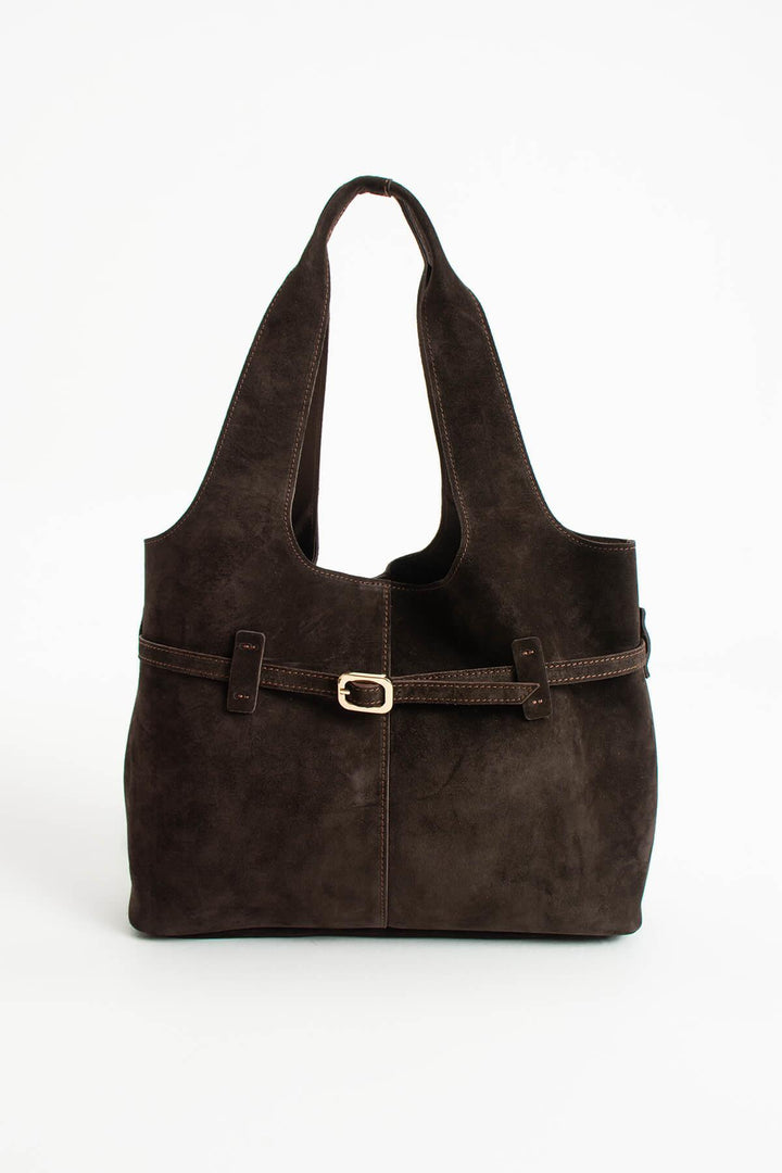 ORPHIA Kadın Hakiki Süet Deri Omuz Çantası