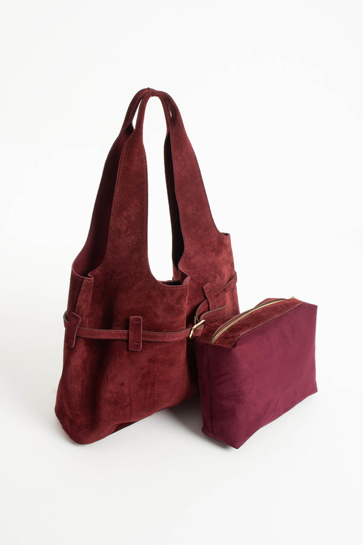 ORPHIA Kadın Hakiki Süet Deri Omuz Çantası