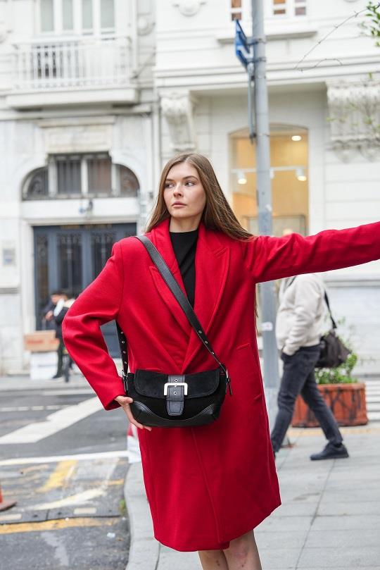 Ourea Kadın Hakiki Süet Omuz Çantası