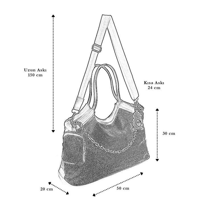 Pacino Taşlı ve Aksesuarlı Kadın Omuz Çantası