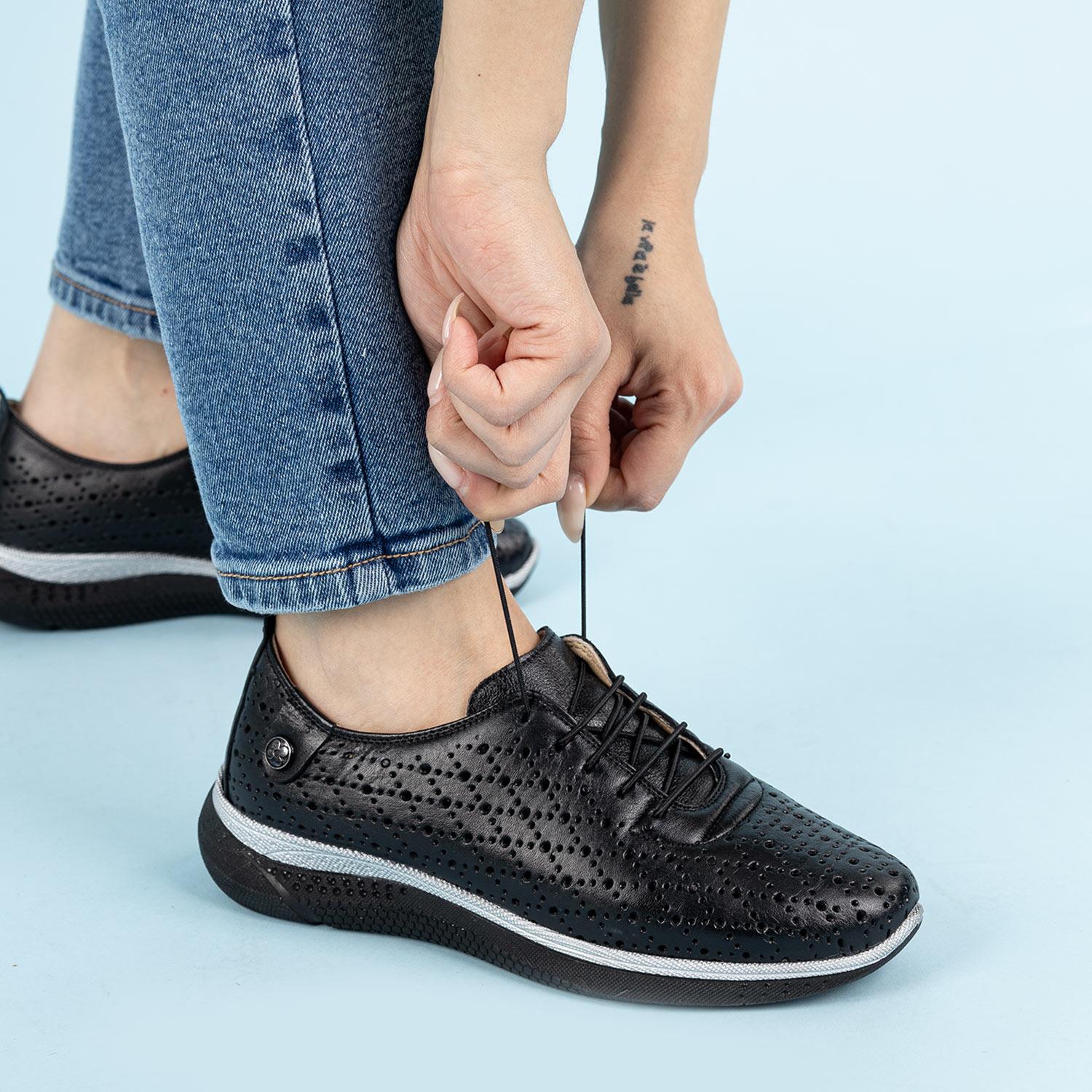 Palmer Kadın Hakiki Deri Siyah Günlük Ayakkabı