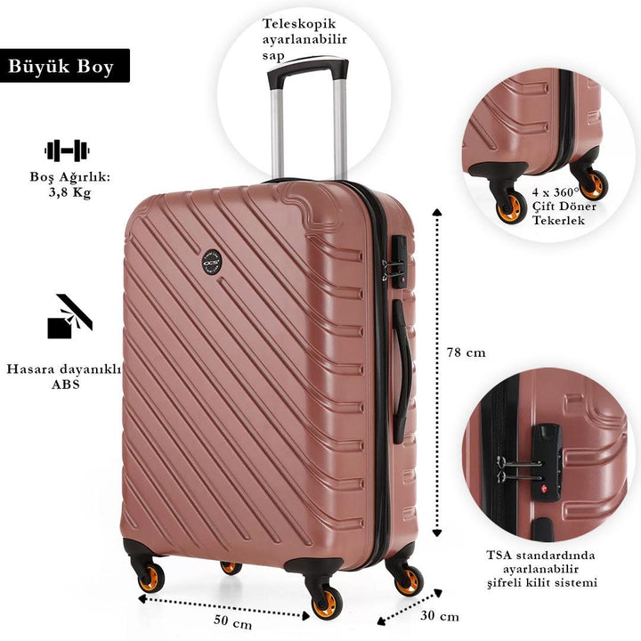 ÇÇS 5177 Pudra Abs Büyük Boy Valiz -PANYA