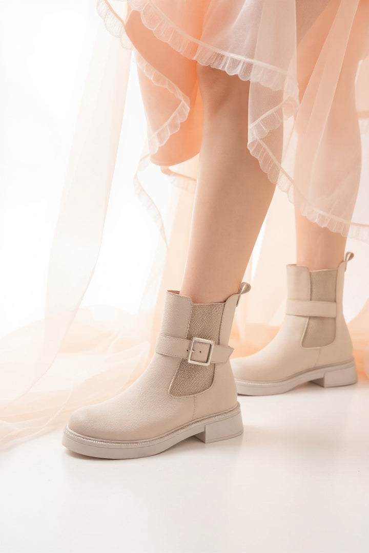 Parlina Bej Toka Aksesuarlı Lastikli Kadın Bot