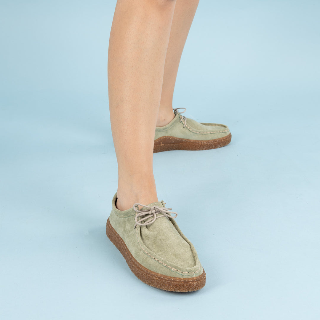 Pazu Kadın Süet Mint Yeşili Bağcıklı Günlük Ayakkabı