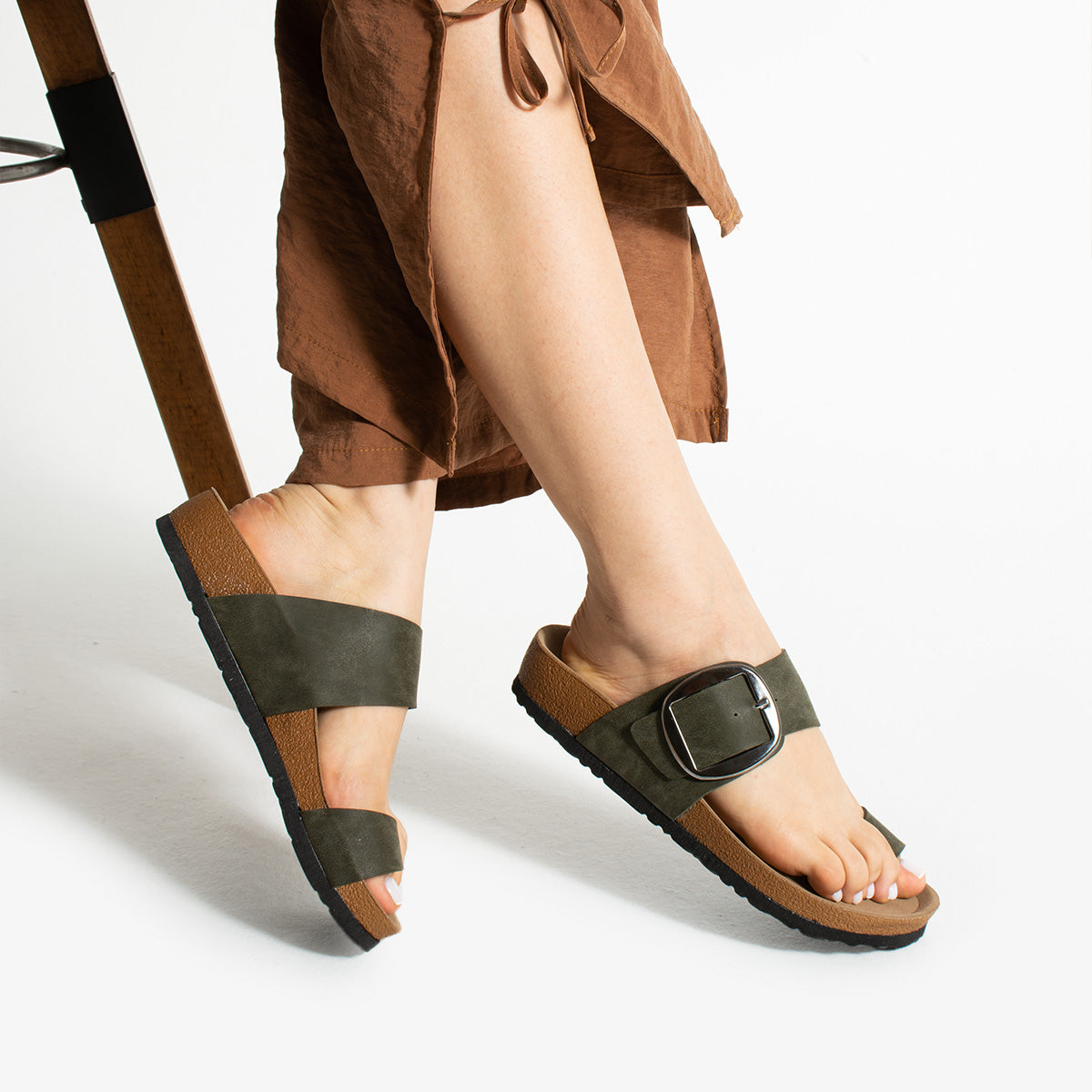 Pierre Cardin Saphyr Kadın Haki Tokalı Terlik