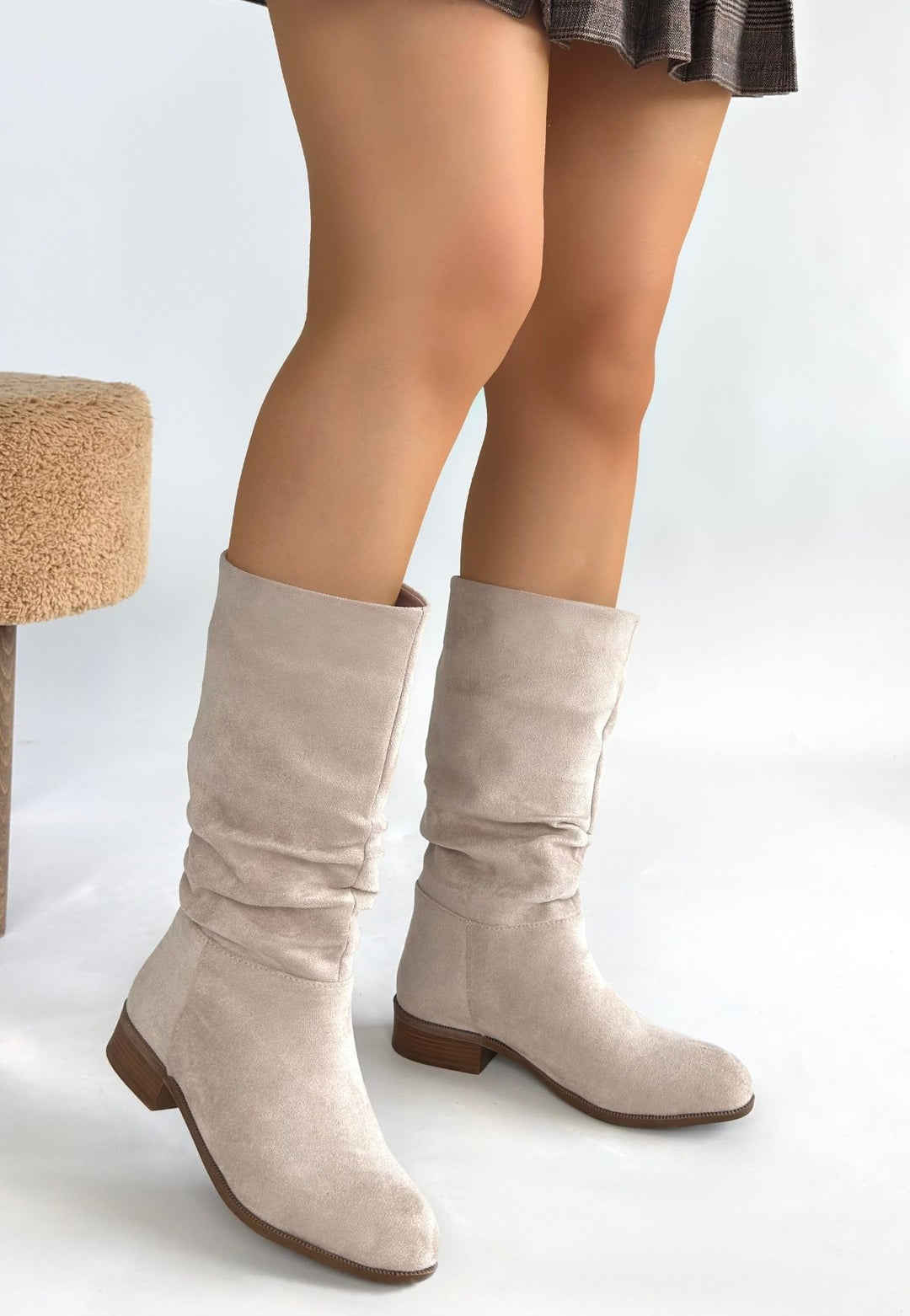 Plod Bej Süet Kadın Çizme