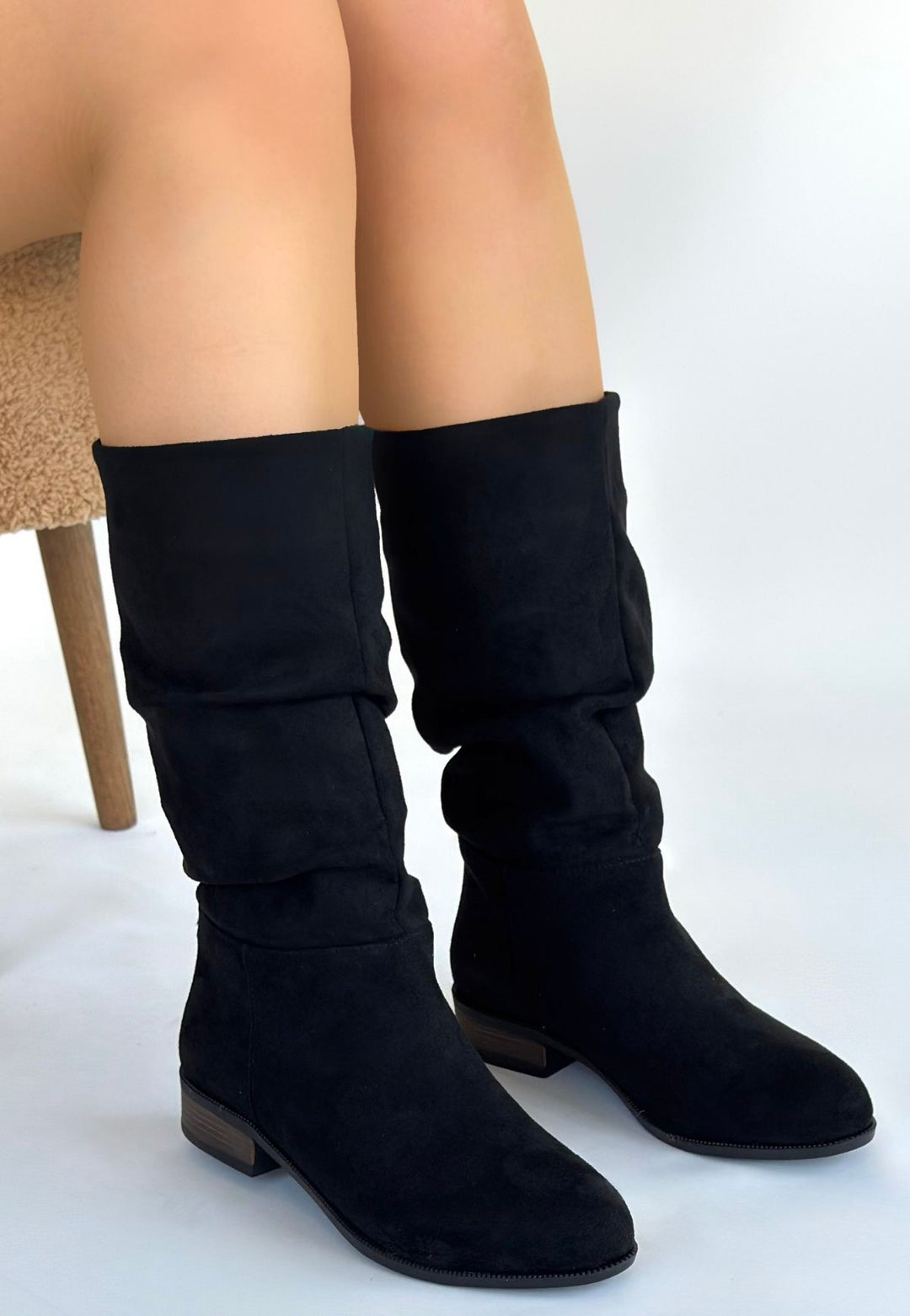 Plod Siyah Süet Kadın Çizme
