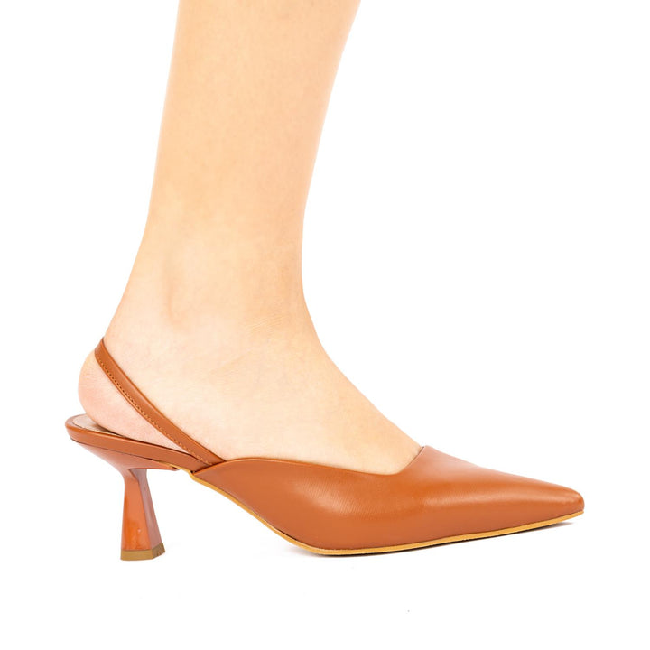 Porter Kadın Stiletto Arkası Açık Taba Topuklu Ayakkabı
