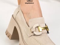 Alessia Kadın Süet Siyah Tokalı Topuklu Loafer Ayakkabı