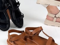 Peng Kadın Hakiki Deri Cırt Cırtlı Siyah Sandalet
