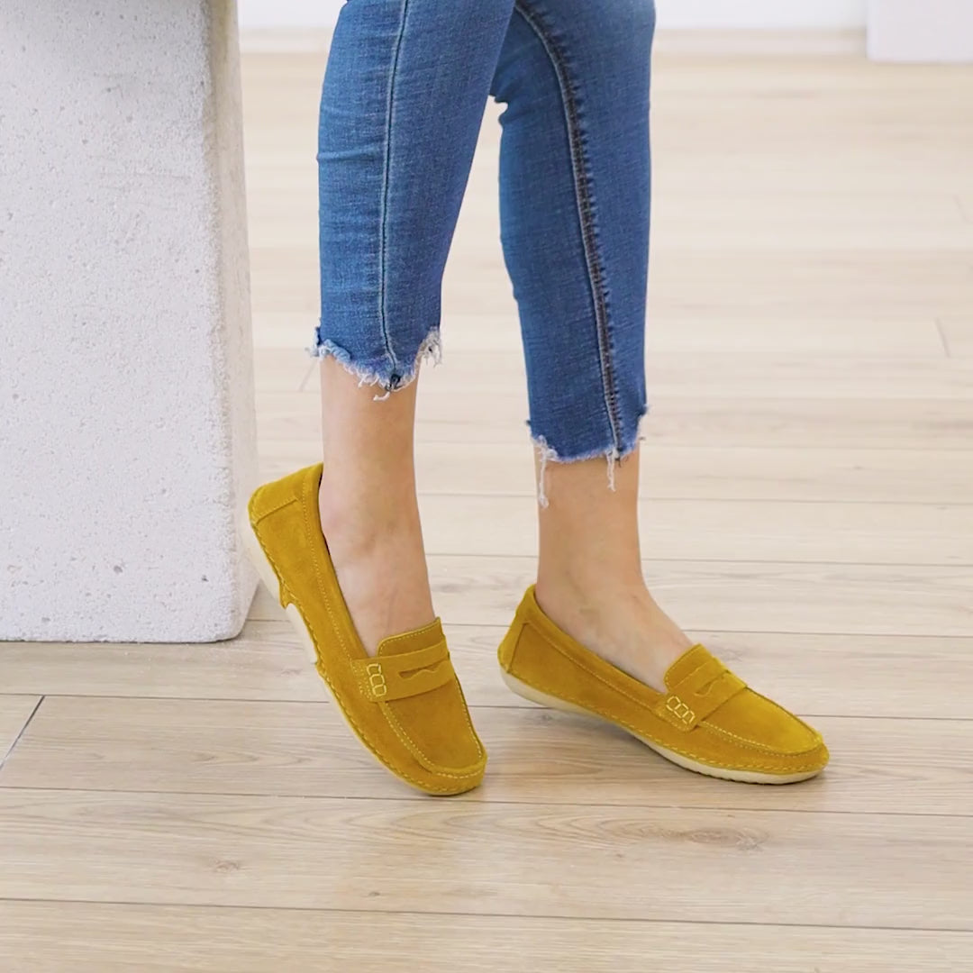 Baria Hakiki Süet Sarı Loafer Ayakkabı