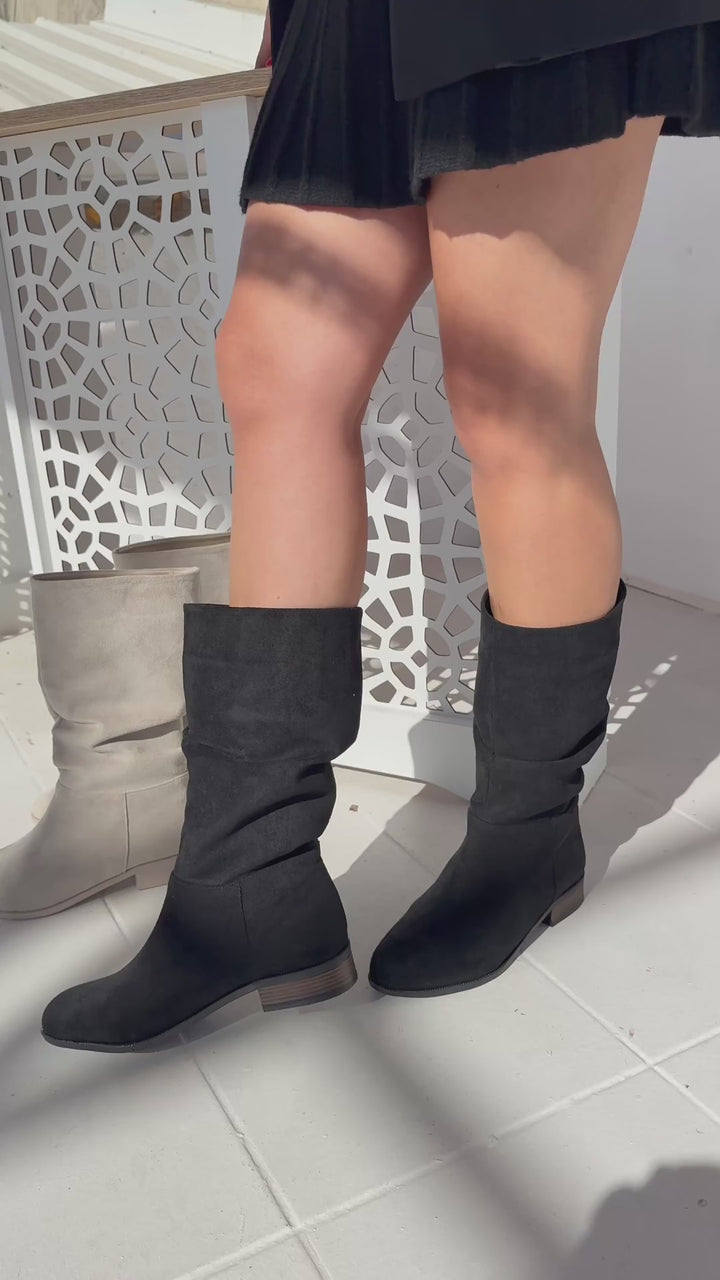 Plod Siyah Süet Kadın Çizme