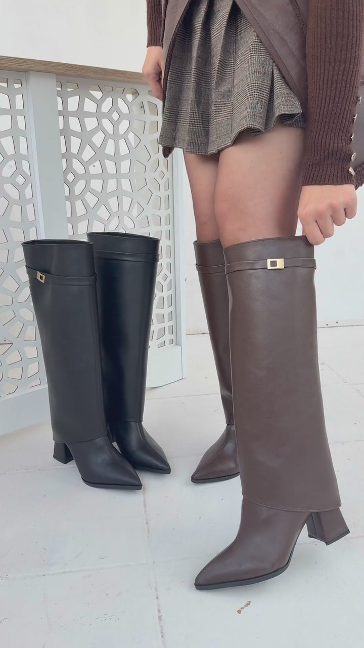 Jike Kadın Kahverengi Tak Çıkar Topuklu Çizme