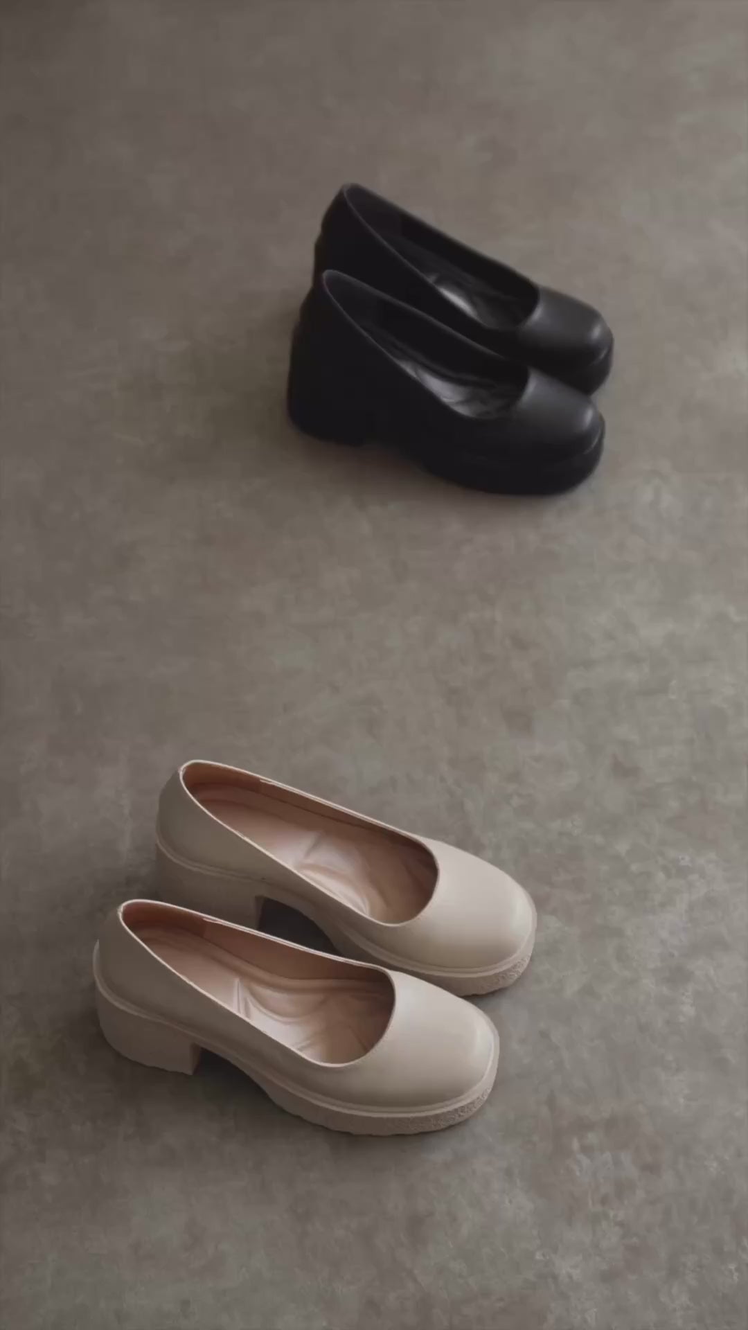 Talya Kadın Bej Rugan Kısa Kalın Topuklu Ayakkabı